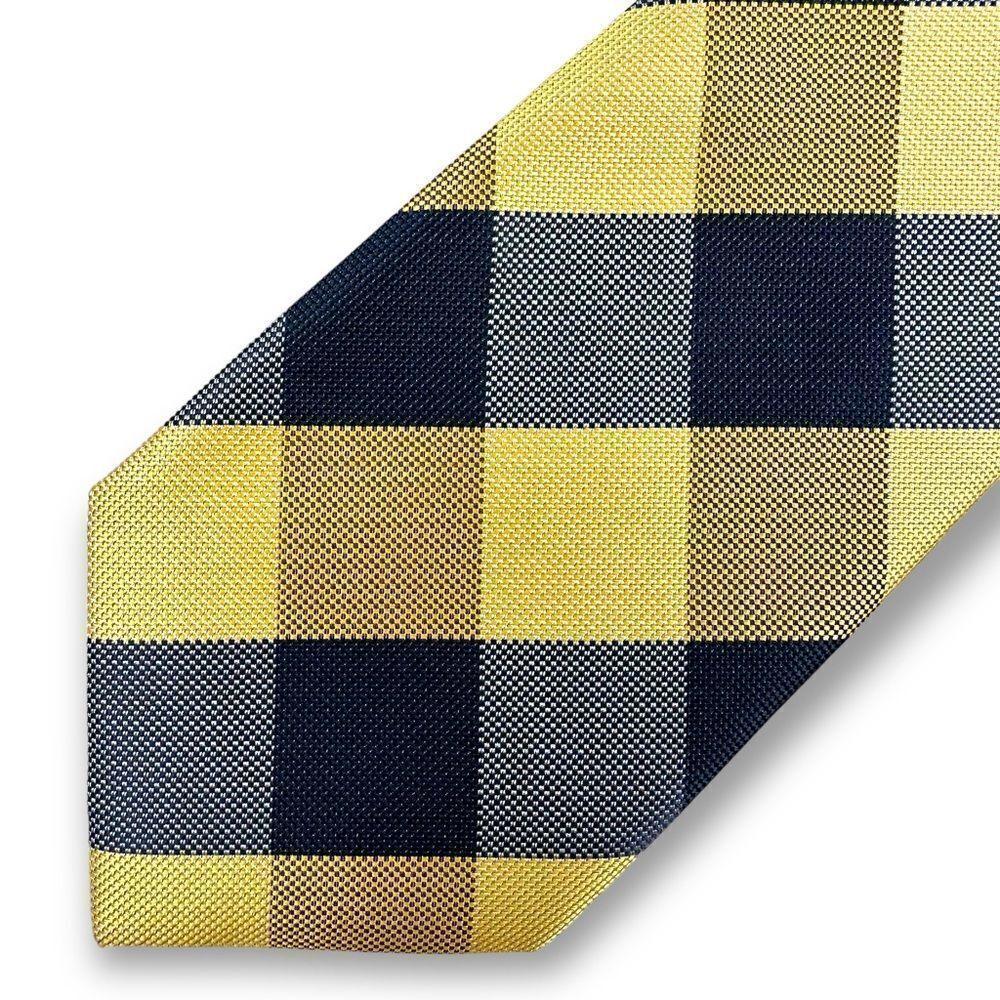 Gianfranco blue and yellow plaid microfiber tie‎ made in Italy